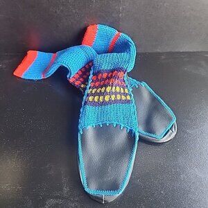 Men's Small Vintage knit top Sock House Shoes Slippers Nos Multicolored